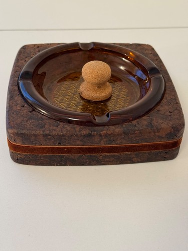 Vintage amber pipe ashtray - vintage,